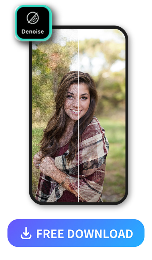 a woman photo being denoised by PhotoDIrector